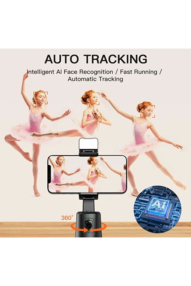 Gimbal Yüz Takip Telefon Sabitleyici 360 Video Canlı Yayın Akıllı Tripod Direk Bağlantı