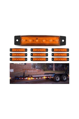Ahmet Otomotiv Dorse Parmak Lamba 12 -24 Volt 6 Ledli Sarı Renk 10 Adet Parmak Led Dorse Kamyon Led Lamba