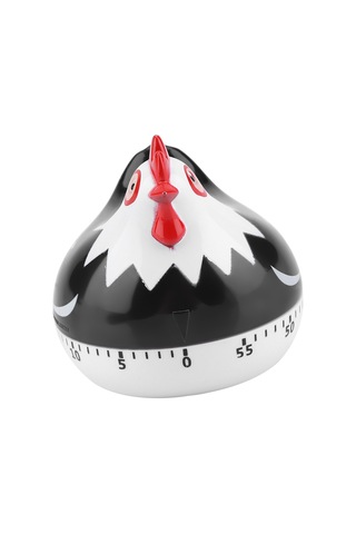 Xindoker Küçük Tavuk Desenli Mekanik Mutfak Zamanlayıcı - 55 Dakika Geri Sayım, Yüksek Sesli Alarm, Pp Malzeme Siyah