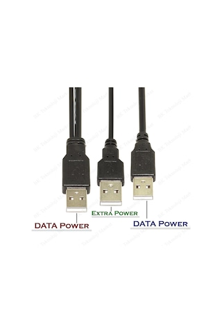 2 In 1 Harici Disk Hdd Usb Y Splitter Kablo 3Xusb Kablo