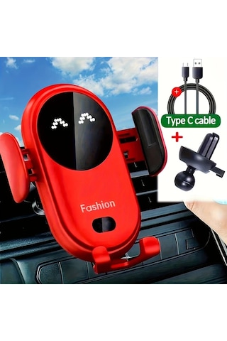 Motion003 Siyah Telefon Tutuculu Kablosuz Araç Şarj Cihazı İphone Uyumlu 16 Pro Max Samsung S24 Uyg