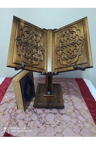 Asansörlü Ahşap Rahle - Selçuklu Motifli Rahle -Ahşap Yer Rahlesi