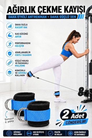 Spor Byfit Ayak Bilek Kayışı D-Ring Ağırlık Çekiş Aparatı - MAVİ mavi