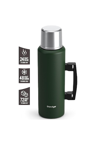 Stevig 4 Camp Klasik Vakumlu Kulplu Çelik Termos 1.5 Lt. Green St-206 Çok Renkli