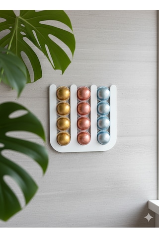 İhtiyacın3d Nespresso Vertuo Kapsül Düzenleyici Mıknatıslı 12 Li Kahve Kapsül Standı 24x24 Cm Beyaz