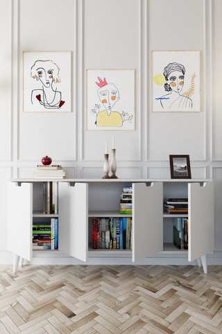 Elegant 4 Kapaklı Dekoratif Konsol Beyaz