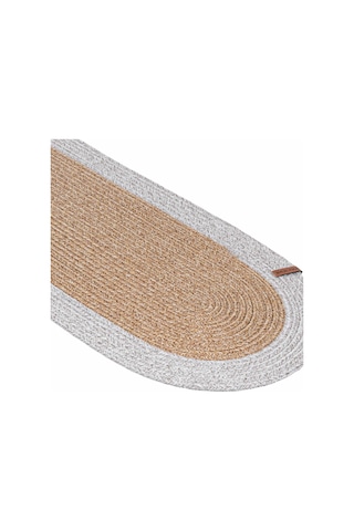 Cesta Amerikan Servis El Yapımı Pamuklu Natural Gri Jüt Örme Dekoratif Runner 37x136cm 9027 Natural Gri