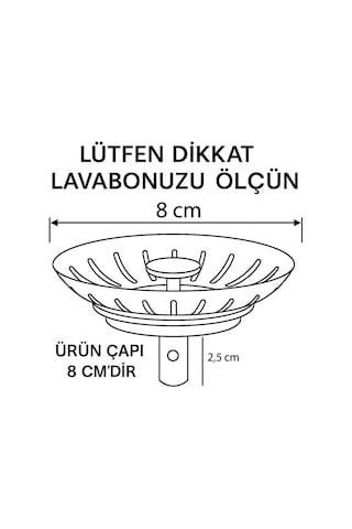 Çöpmak Mutfak Lavabo Sifon Gideri 8 Cm Paslanmaz Metal Tıpa Süzgeç / Dayanıklı, Evrensel Uyumlu Ve Kolay Temi