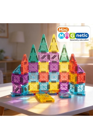 Seyahat Tipi Metal Kutulu Mini Magnetic Yapı Blokları 3d Puzzle 49 Parça