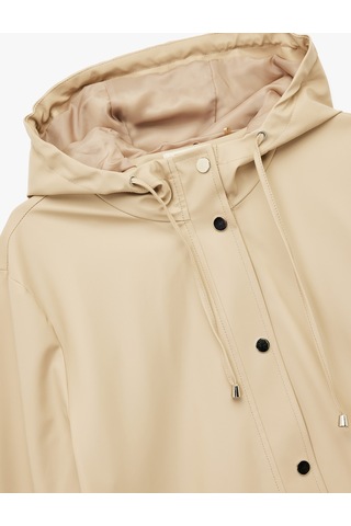 Koton Cepli Oversize Kapüşonlu Uzun Yağmurluk Bej 6wak00248ew Ekru