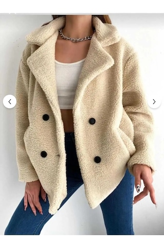 Novalisse Dört Düğme Peluş Mont Bej