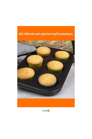 6'lı Yapışmaz Muffin Kek Kalıbı Dayanıklı Ve Isıya Dirençli Çok Renkli
