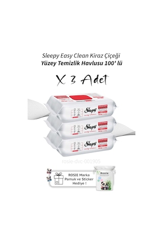 Sleepy Easy Clean Kiraz Çiçeği Yüzey Temizlik Havlusu 100' Lü X3 Tekli