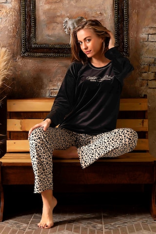 Nisanca Kışlık Kadın Kadife Pijama Takımı - Süper Soft Serisi Leopar