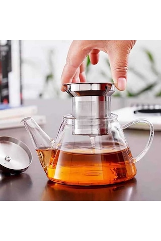 Epinox Cam Demlik Çelik Süzgeç V Model 500 ML Şeffaf