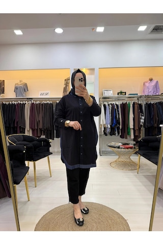İnvee Gölge Kisa Gömlek Siyah 7219