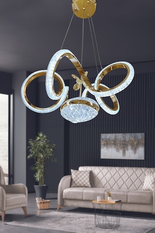 Kıvrım Eliza Tek Toplu Simli Slikonlu Modern Oturma Led Avizesi - Kumandasız / Gold Gold