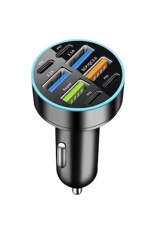 8'i 1 Arada C Araç Telefon Şarj Cihazı Usb A 4 Pd Süper Hızlı Şarj Adaptörü F Siyah Araç Şarj Cihazı