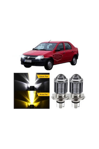 Dacia Logan 2009-2020 Uyumlu Mercekli Far Ampulü Led Xenon Çift Renk Sarı-beyaz Far Şimşek Etkili Led Lamba Uzun LED Far 53811469