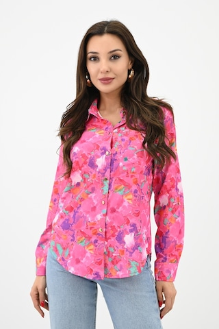 Koza Butik Kadın Desenli Klasik Gömlek 1753-24 001