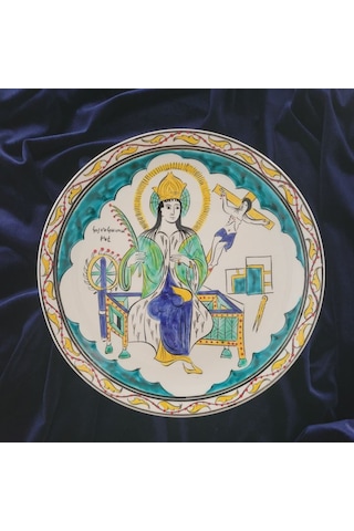 Aziz Katerina 25x25 Cm El Boyama İznik Çini Tabak