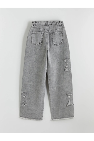 Lc Waikiki Karışık Baggy Fit Nakışlı Kız Çocuk Jean Pantolon Karısık