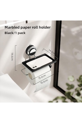 Skycity Duvar Üstü Tuvalet Kağıdı Rafı - Delme Yok Süspansiyon Cup Tasarımı - Lüks Ev Kullanıma - Mermer Siyah - Çok Amaçlı Depolama Diğer