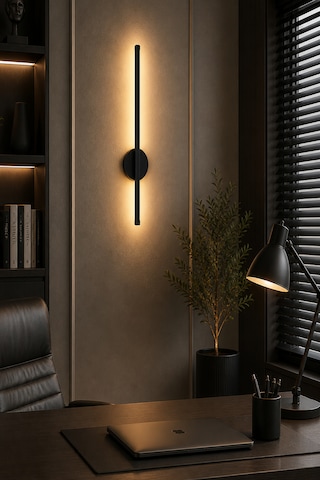 Dekoratif 20w İç Mekan Siyah Kasa 3 Renkli Işık Elektrikli 80 Cm Duvar Aplik 1 Adet