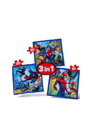 Trefl 3'ü 1 Arada Eğitici Puzzle Seti 20+36+50 Parça Çocuk Zeka Geliştirici Örümcek Adam Yapboz