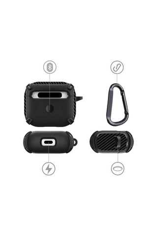 Apple Uyumlu AirPods 3. Nesil Kılıf Sert Armor Karbon Görünüm A26