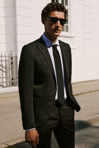 AC&Co / Altınyıldız Classics ERKEK SIYAH Ekstra Slim Fit Dar Kesim Kırlangıç Yaka Takım Elbise Siyah