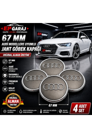 Audi Modellere Uyumlu 67 Mm Jant Göbek Kapağı 4 Adet Set Orijinal Alman Üretimi