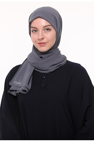 Altobeh Medine İpeği Düz Tesettür Şal Füme