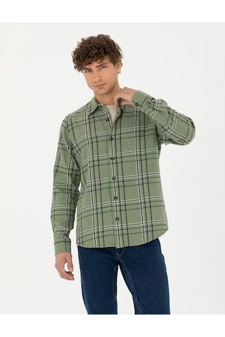 Pierre Cardin Erkek Haki Desenli Gömlek 50276542-vr027 Haki
