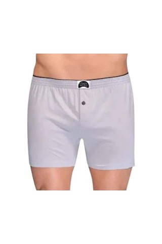 3 Lü Paket Gümüş Erkek Penye Boxer Düz Renk Pamuklu Erkek Boxer