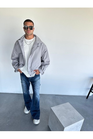 Terapi Men Gri Oversize Bomber Ceket Gri