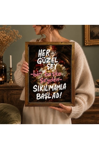 Bk Gift Vintage Klasik Sanat Esprili Sözlü Masif Ahşap Çerçeveli Dekoratif Tablo - 37