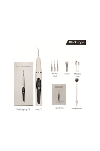 Skycity Siyah Ultrasonik Diş Temizleyici - Taş Ve Plak Kaldırıcı, Portatif İki Fonksiyonlu Diş Ağız Bakımı Aleti