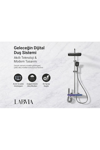 Labvıa Ambiyans Işıklı Piyano Duş Seti Beyaz