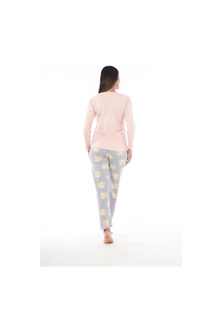 Estiva Patlı Yaka Desenli Uzun Kol Kadın Pijama Takım 001