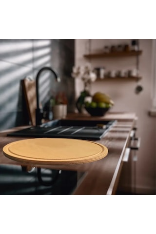 Dr.maya Pizza Sunum Ve Kesme Tahtası Ahşap Servis Tepsi Sunumluk, Pratik Ve Şık Tasarım Meşe Ağacı Meşe Ağacı