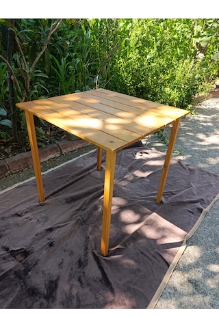 Kamp Ve Piknik Masası 70x70x70 Cm Çantalı Katlanabilir Suya Dayanıklı Meşe Renk Bej