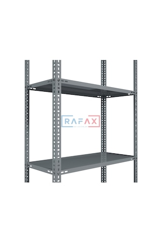Rafax, 40x90xH:250, 4 Raflı Çelik Raf, Depo Rafı, Arşiv Rafı Gri