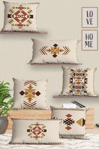 Belle Benoit Baskılı Dikdörtgen 6'lı Koltuk Kırlent Kılıfı Dese27