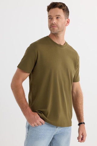 Tudors Unisex Relax Fit Rahat Kesim %100 Pamuk Yumuşak Dokulu Hafif Kalın Haki Bisiklet Yaka Tişört-34941 Haki