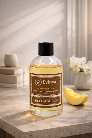 Yellow Melon 100 Ml Bambu Çubuklu Oda Kokusu Ferah Kavun Kokulu Reed Diffuser Vanilla
