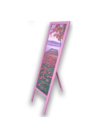 Ahşap Ayaklı Boy Aynası Pembe 145x38 CM Pembe