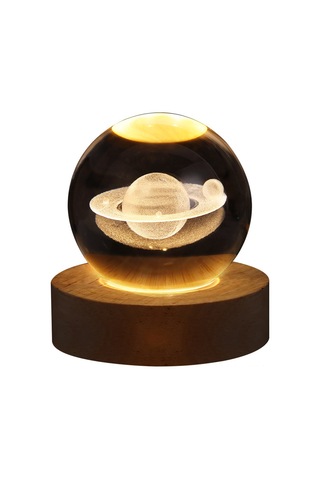 Suofeng Ay Yıldızlı Kristal Top Usb Led Gece Lambası, Ahşap Işıklı Tabanlı, Masaüstü Dekorasyon, Özel Hediyelik, 6cm Ay Deseni Diğer
