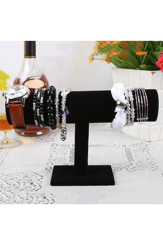 Kadife Bilezik Standı Takı Bileklik Sergileme Düzenleyici 23x16 Cm Siyah