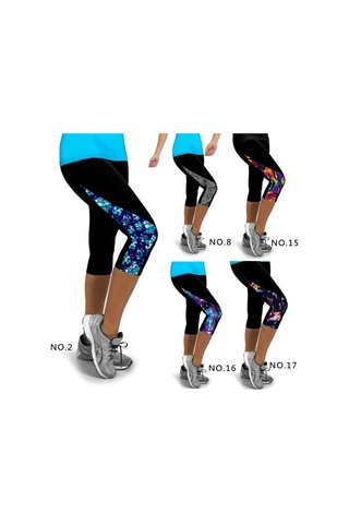 Elastik Spor Tayt Kadın Üç Çeyrek Pantolon Spor Salonu Spor Yoga Tayt